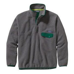 Patagonia Gray and Green Synchilla Snap T Pullover Fleece